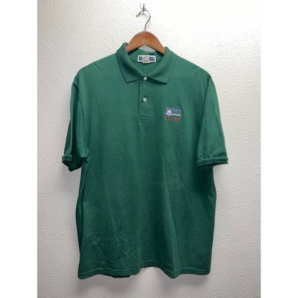 Vintage Discovery Channel Shirt Polo Collared Green Store Promo Top 90s Large - Picture 1 of 8